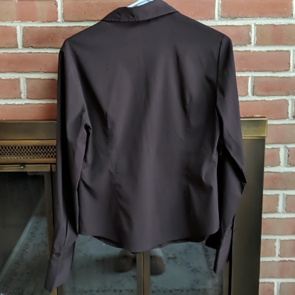 Express Chocolate Brown Button Down Blouse - image 2